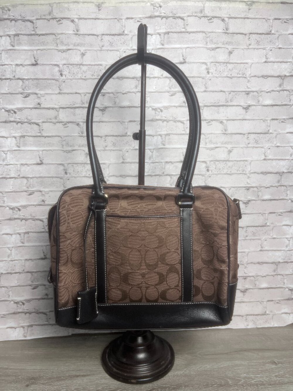 COACH Limited Edition Signature Brown Jacquard Leather Satchel 6097